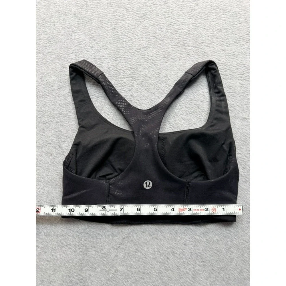 Lululemon Black Jacquard Racerback Sports Bra Medium Impact Activewear Womens